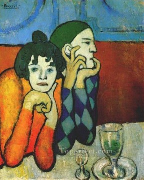 Pablo Picasso Painting - Arlequín y su compañero 1901 Pablo Picasso